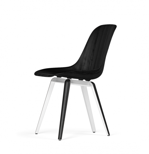 Kubikoff Slice stoel - W9 Side Chair Shell - Wit met zwarthout onderstel -