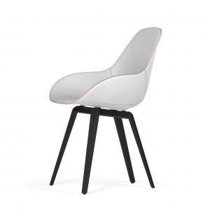 Kubikoff Slice stoel - Dimple Tailored shell - Leer - Zwart onderstel -
