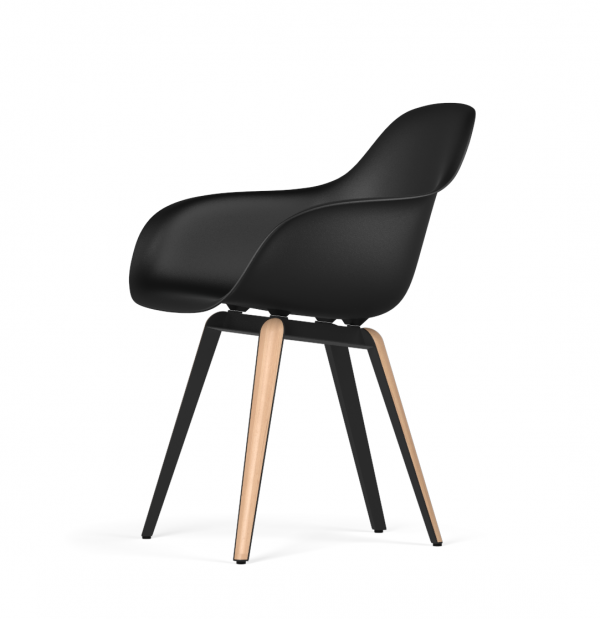 Kubikoff Slice stoel - V9 Armshell - Zwart met eiken onderstel -