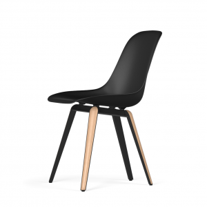 Kubikoff Slice stoel - V9 Side Chair Shell - Zwart met eiken onderstel -