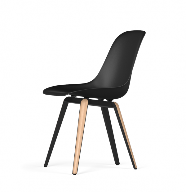 Kubikoff Slice stoel - V9 Side Chair Shell - Zwart met eiken onderstel -