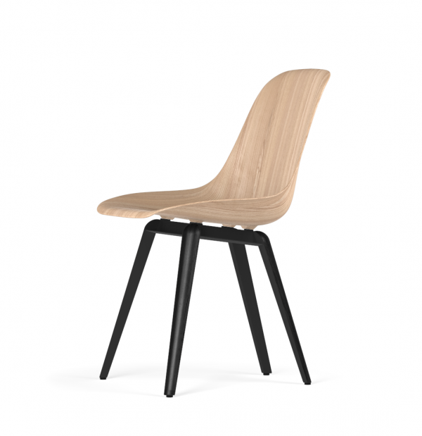Kubikoff Slice stoel - W9 Side Chair Shell - Zwart met zwarthout onderstel -