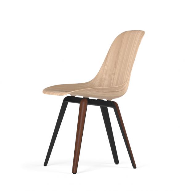 Kubikoff Slice stoel - W9 Side Chair Shell - Zwart met walnoten onderstel -