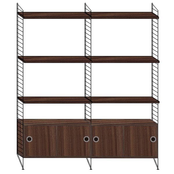 String Hoge kast medium zwart/walnoot