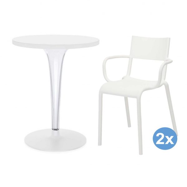 Kartell TopTop tuinset 60 tafel + 2 Generic A stoelen