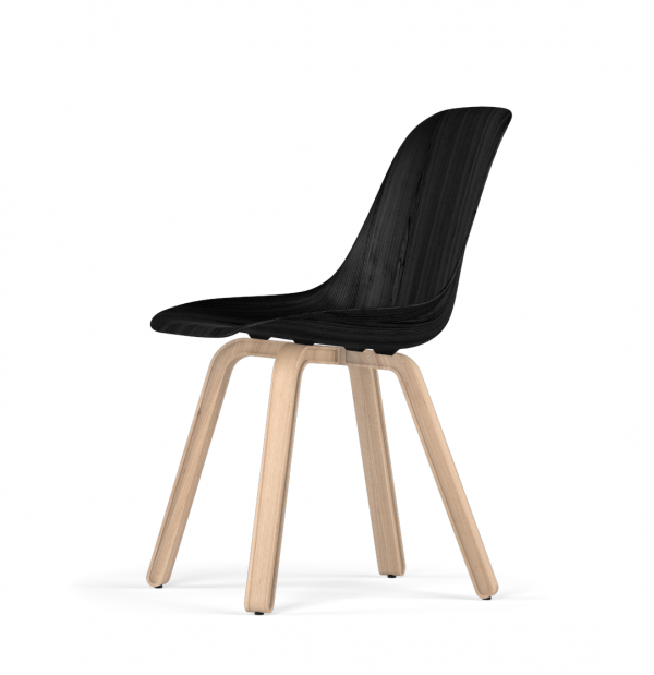 Kubikoff U base stoel - W9 Side Chair Shell - Houten onderstel -