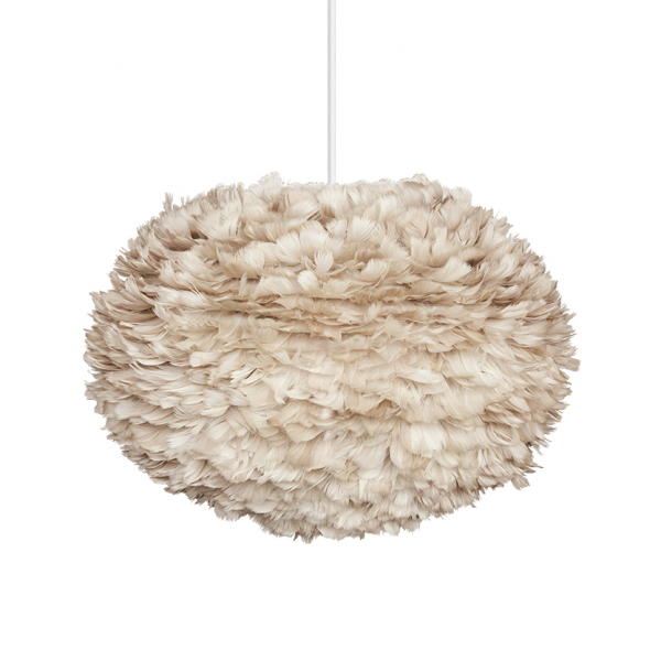 VITA lampen EOS Licht Bruin - Large ? 65 cm - Hanglamp - Wit koordset - Scandinavische verenlamp - Prachtige hanglamp met een warme sfeer