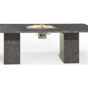 Vulcano dining tuintafel 300x100xH75 cm vuurtafel pearl black satinado