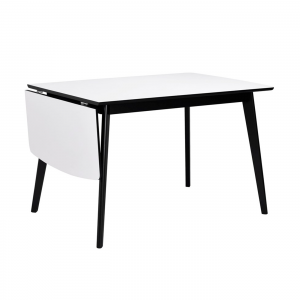 Nordiq Olivia klaffbord - Houten uitklaptafel - 120 cm - Wit - Zwart onderstel - Scandinavisch design