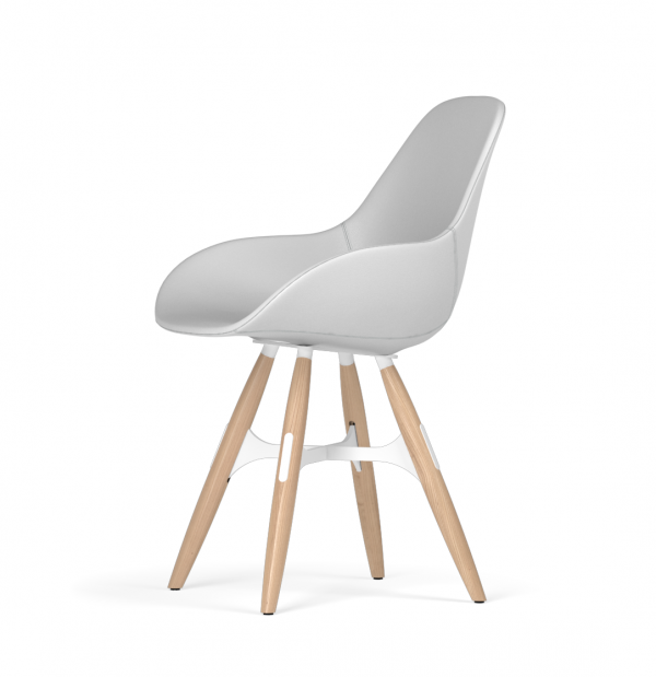 Kubikoff ZigZag stoel - Dimple POP shell - Kunstleer - Wit met eiken onderstel -