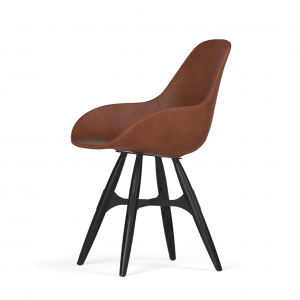 Kubikoff ZigZag stoel - Dimple POP shell - Leer - Zwart met zwarthout onderstel -