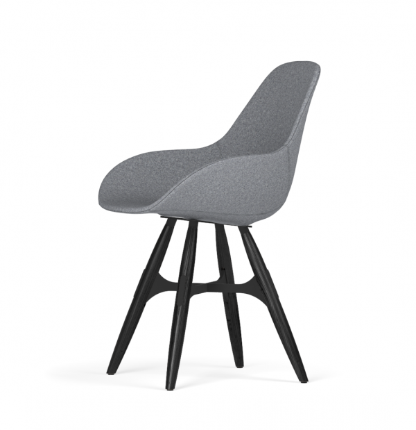 Kubikoff ZigZag stoel - Dimple POP shell - Stof - Zwart met zwarthout onderstel -