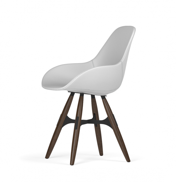 Kubikoff ZigZag stoel - Dimple POP shell - Kunstleer - Zwart met walnoten onderstel -