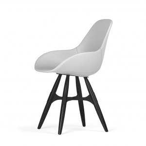Kubikoff ZigZag stoel - Dimple POP shell - Kunstleer - Zwart met zwarthout onderstel -