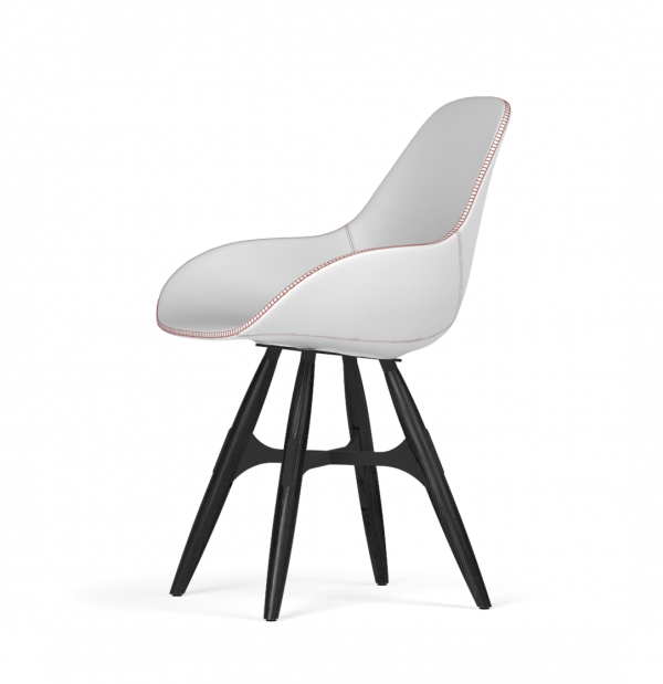 Kubikoff ZigZag stoel - Dimple Tailored shell - Leer - Zwart met zwarthout onderstel -