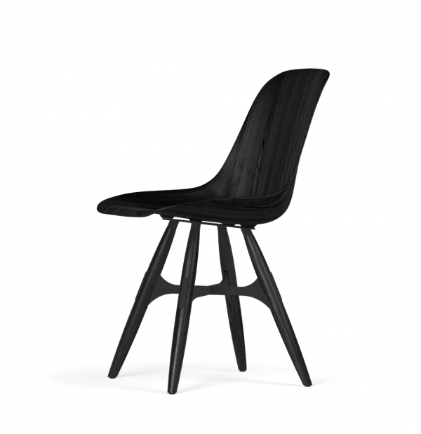 Kubikoff ZigZag stoel - W9 Side Chair Shell - Zwart met zwarthout onderstel -