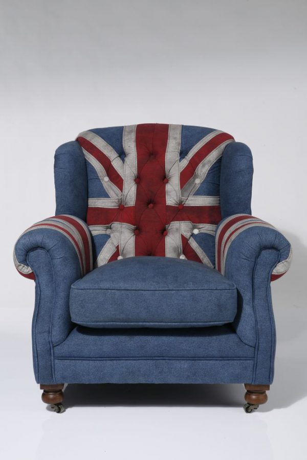 KARE Fauteuil Grandfather Union Jack Blauw
