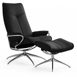 Stressless Draaifauteuil + Hocker City Black