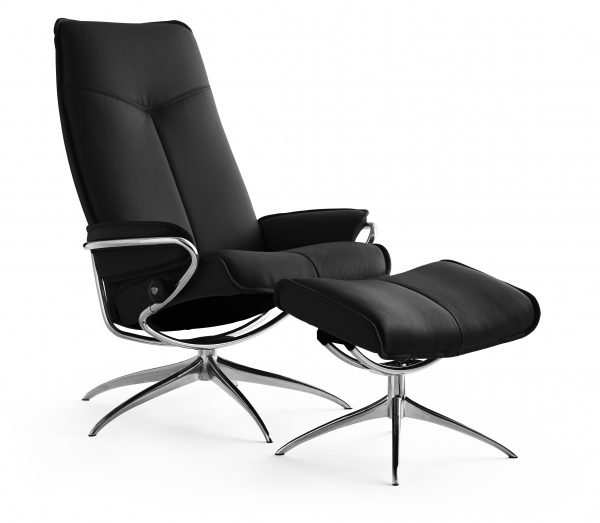 Stressless Draaifauteuil + Hocker City Black