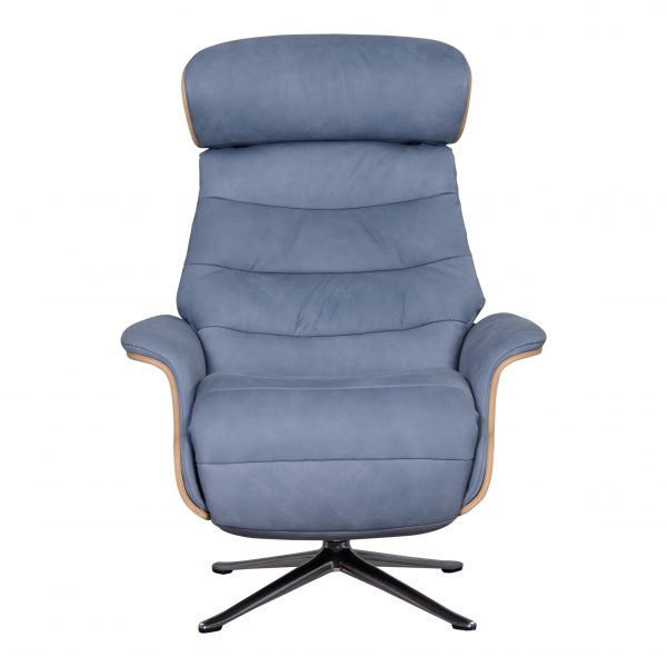 Flexlux Relaxfauteuil Marina Blauw/Hout