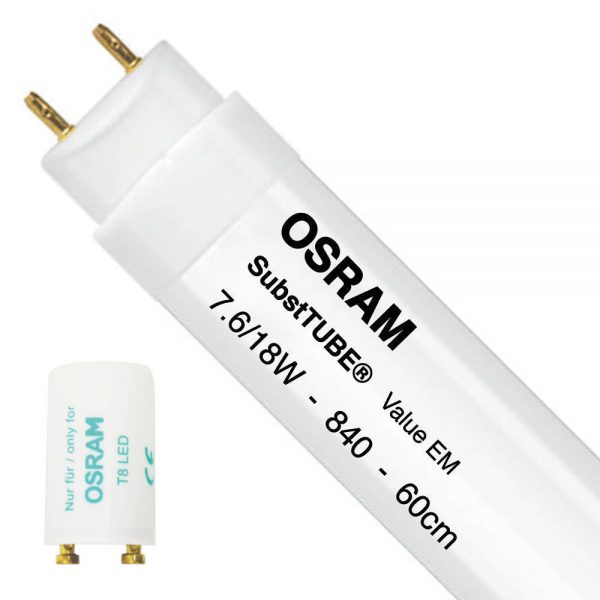 Osram SubstiTUBE Value EM 7.6W 840 60cm | Koel Wit - incl. LED Starter - Vervangt 18W