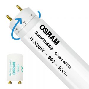 Osram SubstiTUBE Advanced EM 11.3W 840 90cm | Koel Wit - incl. LED Starter - Vervangt 30W - Draaibaar