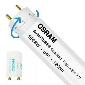 Osram SubstiTUBE Advanced UO EM 15W 840 120cm | Koel Wit - incl. LED Starter - Vervangt 36W - Draaibaar
