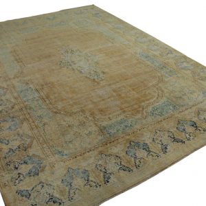 vintage vloerkleed zandkleur met blauw 413cm x 300cm