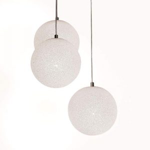 Hanglamp ICEGLOBE 3-lichts, matte ijsstructuur