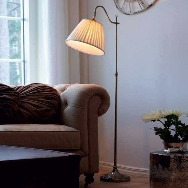 Antieke vloerlamp Charleston, oud-messing