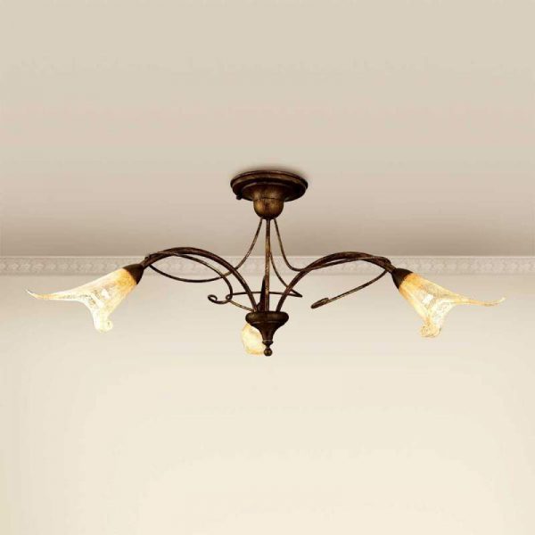 Plafondlamp RICCARDO met floraal cachet, 3-lichts