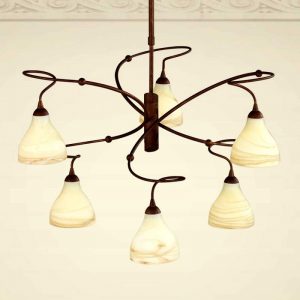 Bruine hanglamp Mattia, 6-lichts