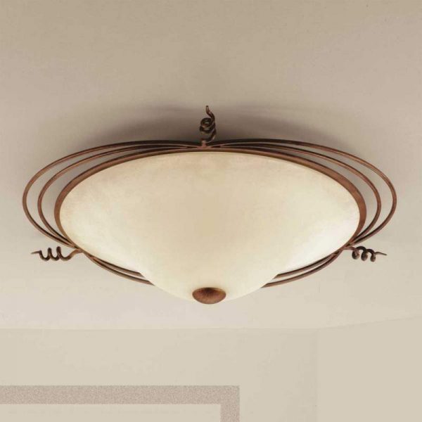 Landhuis-plafondlamp Daniele, antiek messing