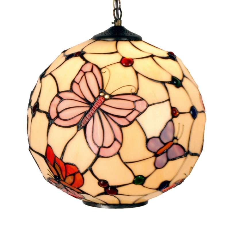 Hanglamp Rosy Butterfly in Tiffany-stijl