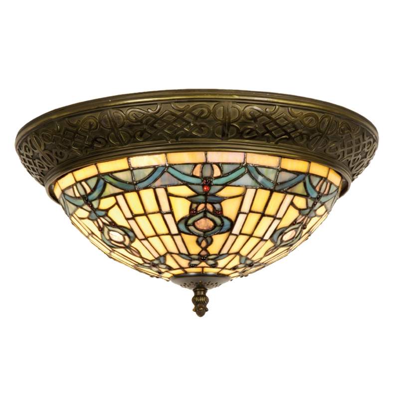 Ronde plafondlamp Kimberly in Tiffany-stijl, 38 cm