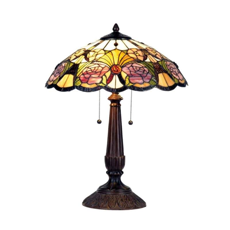 Gebloemde tafellamp Rose, Tiffanystijl