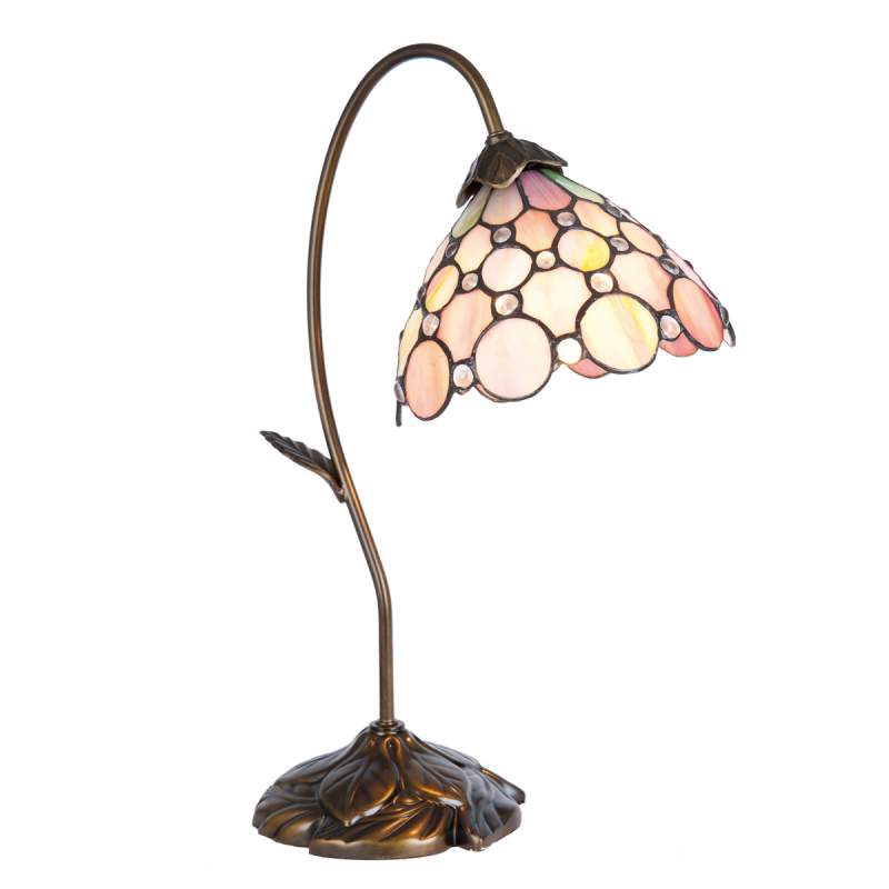 Zacht werkende tafellamp Rosa in Tiffany-stijl