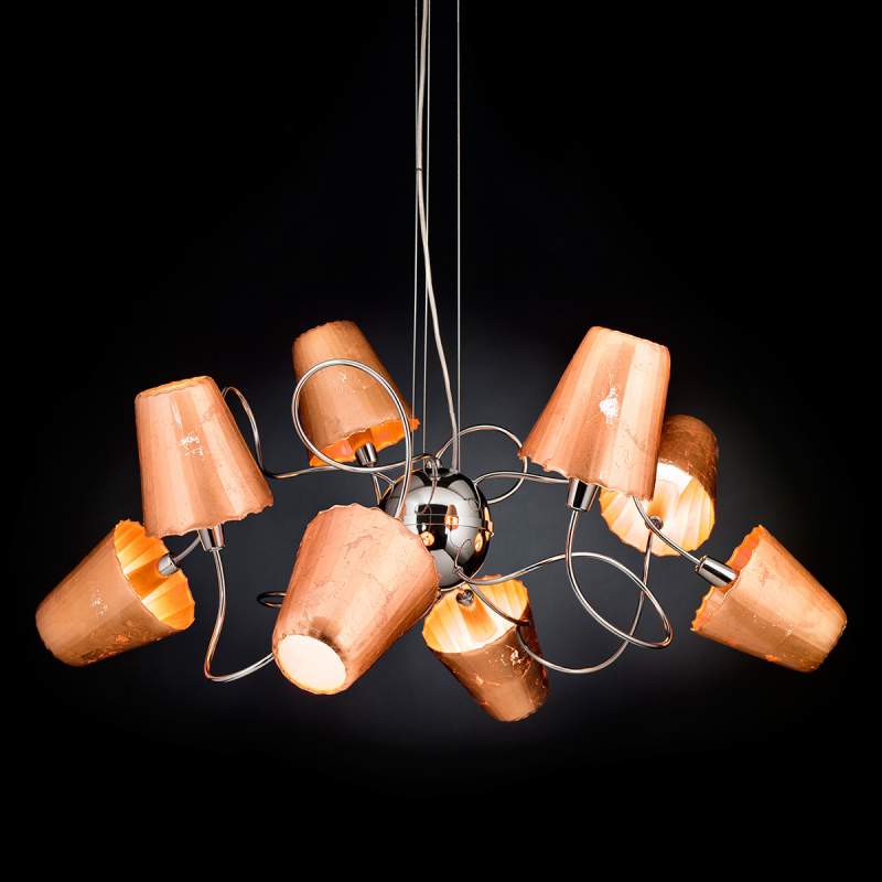 Artistieke hanglamp Aria met acht kappen