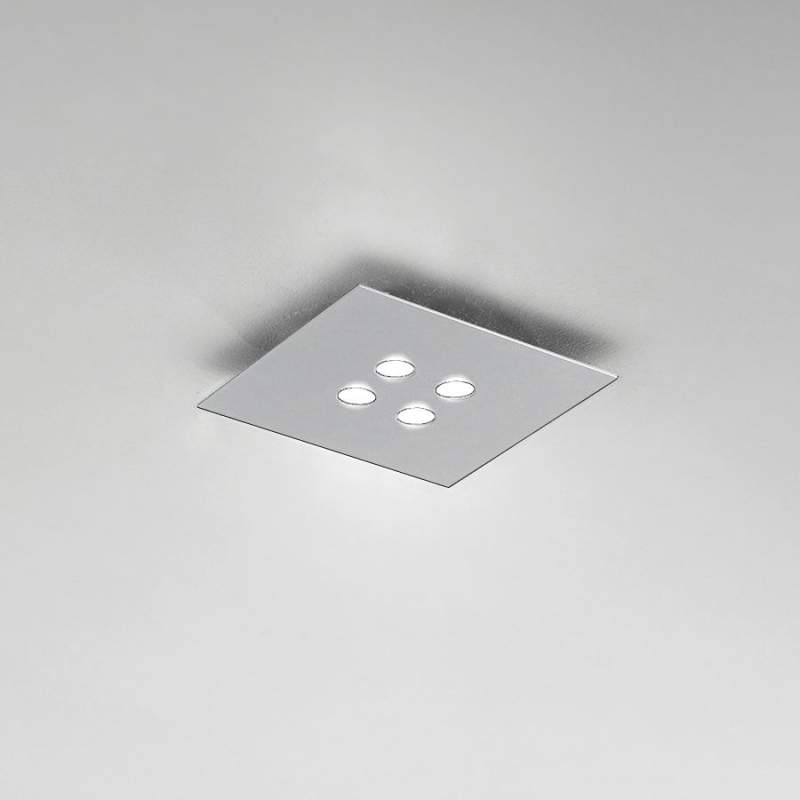 Vierkante led-plafondlamp Slim, 4-lichts, wit