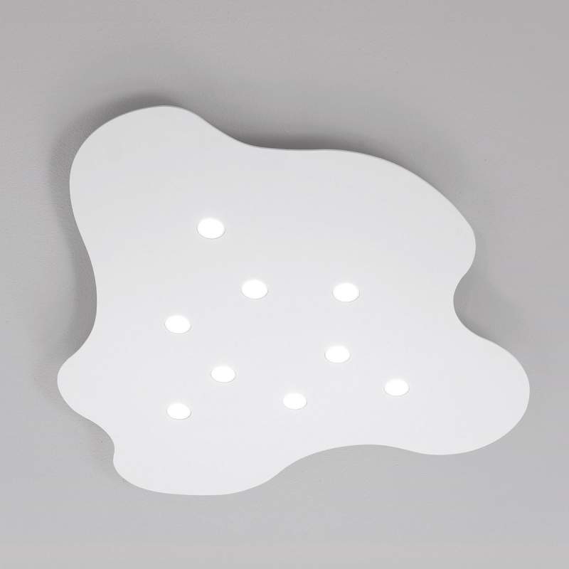 9-lichts LED-plafondlamp Nubes, wit