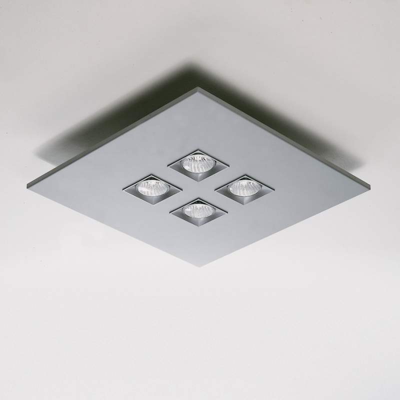 4-lichts plafondlamp Polifemo, metallic grijs