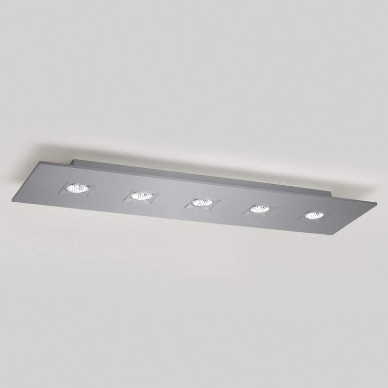 Plafondlamp Polifemo, 5-lichts, metallic grijs