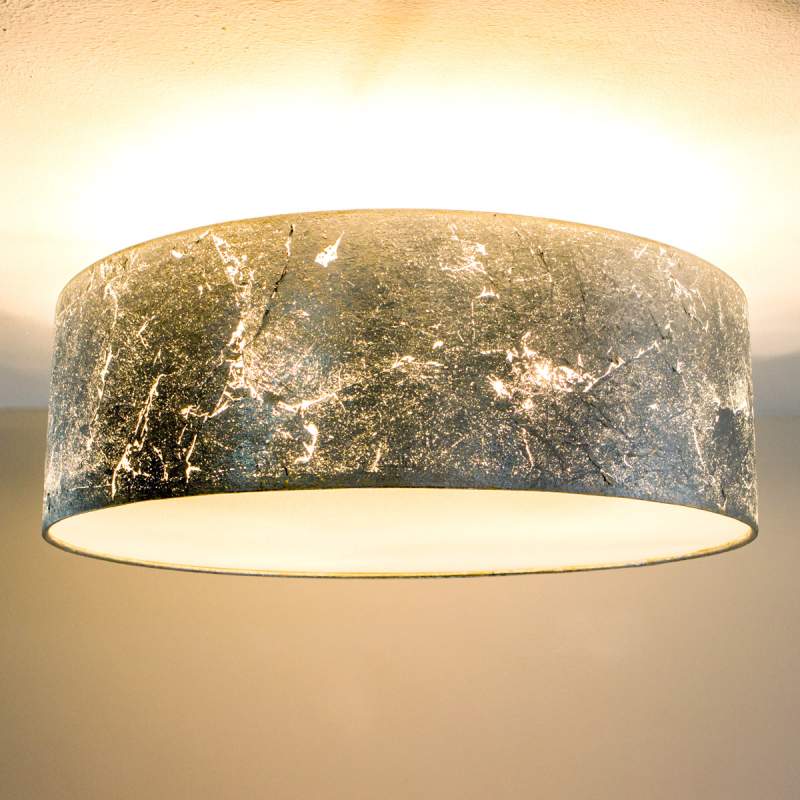 Plafondlamp Aura, bezet m. zilveren slagmetaal