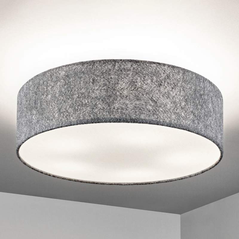 Ronde vilt-plafondlamp Gala, donkergrijs 60 cm