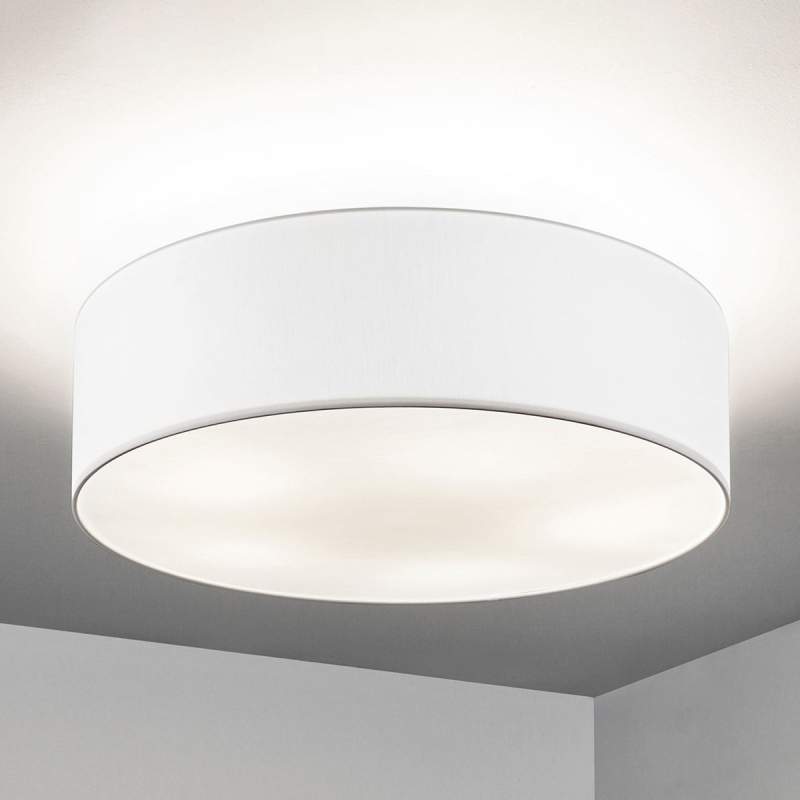 Grote stoffen plafondlamp Gala in wit, 60 cm