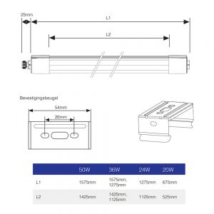 Noxion LED Montagebalk Extrusion 130cm 6500K 24W | Vervangt 1x36W