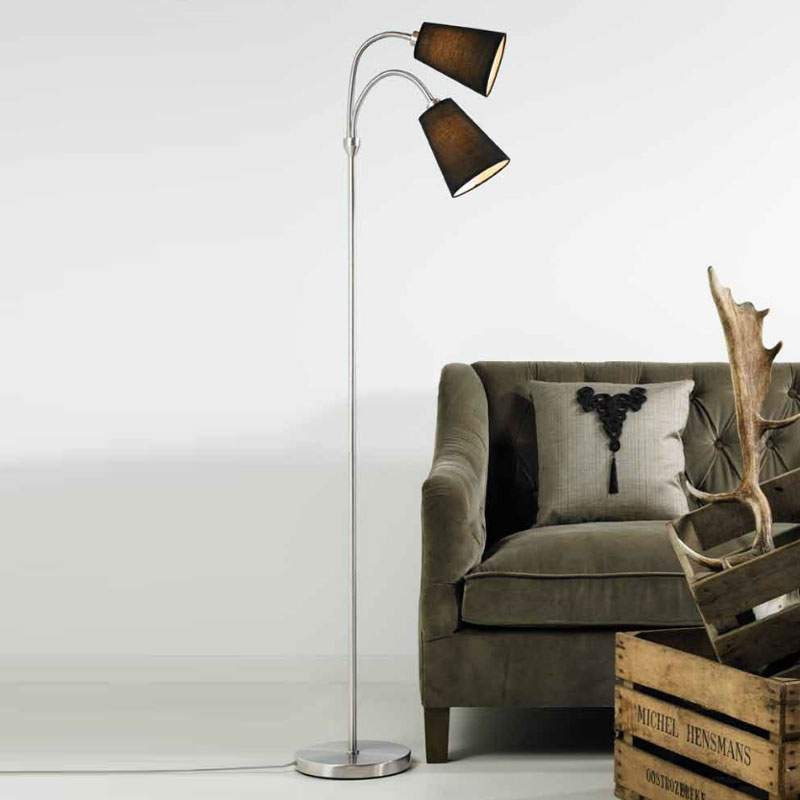 Twee-lichts vloerlamp Lelio met flexarm