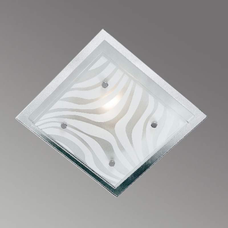 Vierkante plafondlamp Wave met decorglas