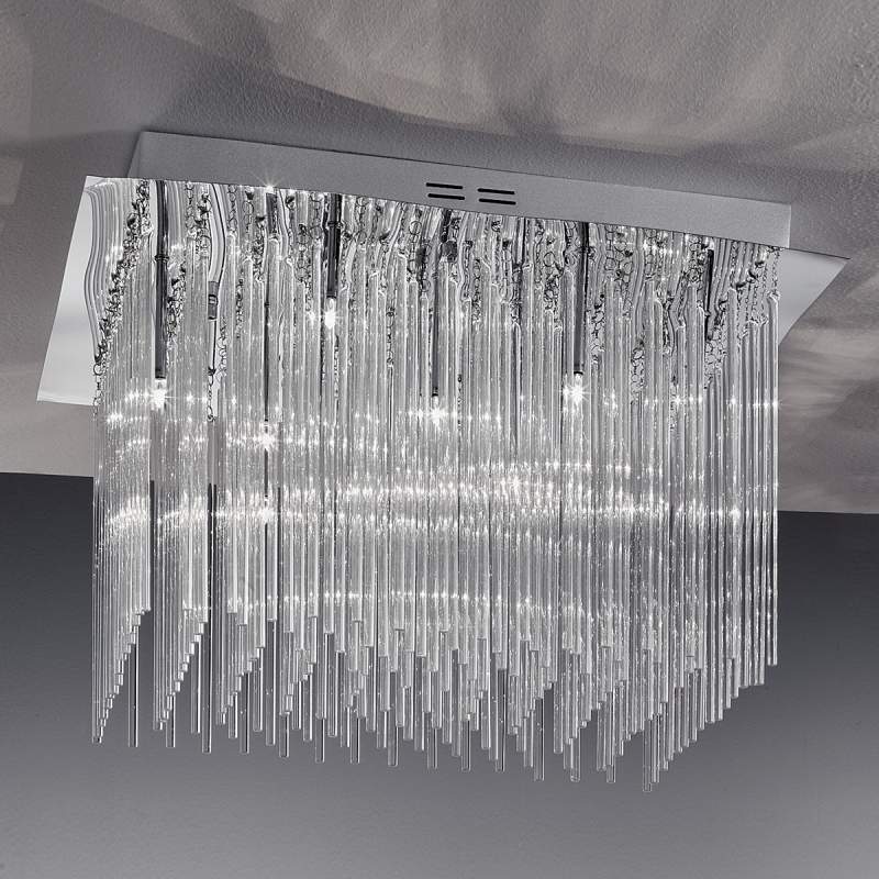 Fonkelende plafondlamp FUTURE II met glasstaafjes