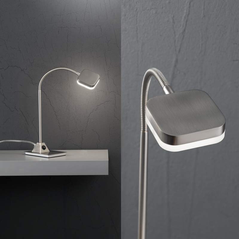 5W-LED-tafellamp Tobias, mat-nikkel